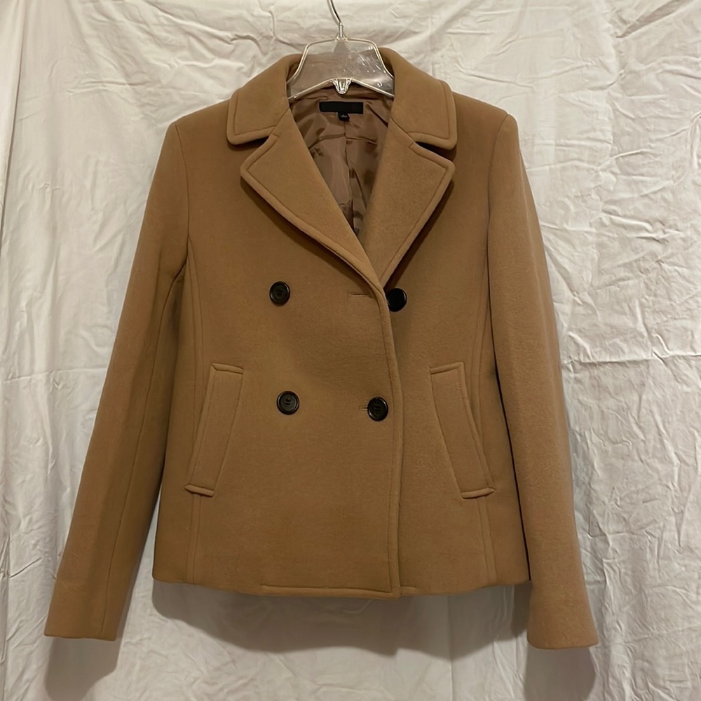 Camel double breasted pea coat